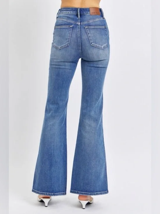 Judy Blue High Waist Tummy Control Contrast Flare Denim sz 26 - Picture 3 of 13